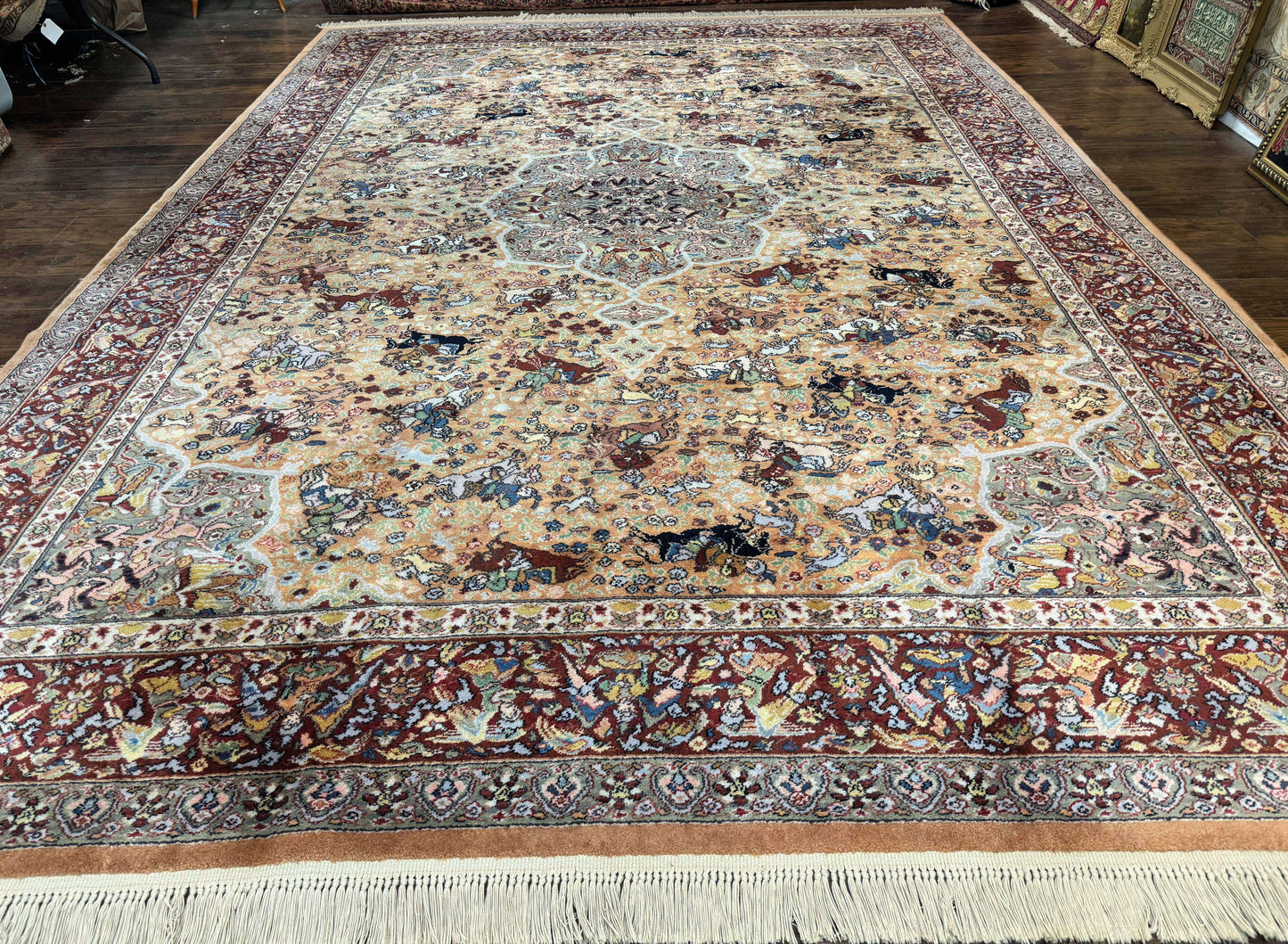 Karastan Rug 10x14 Persian Hunting Wool Pile Vintage Power Loomed In USA