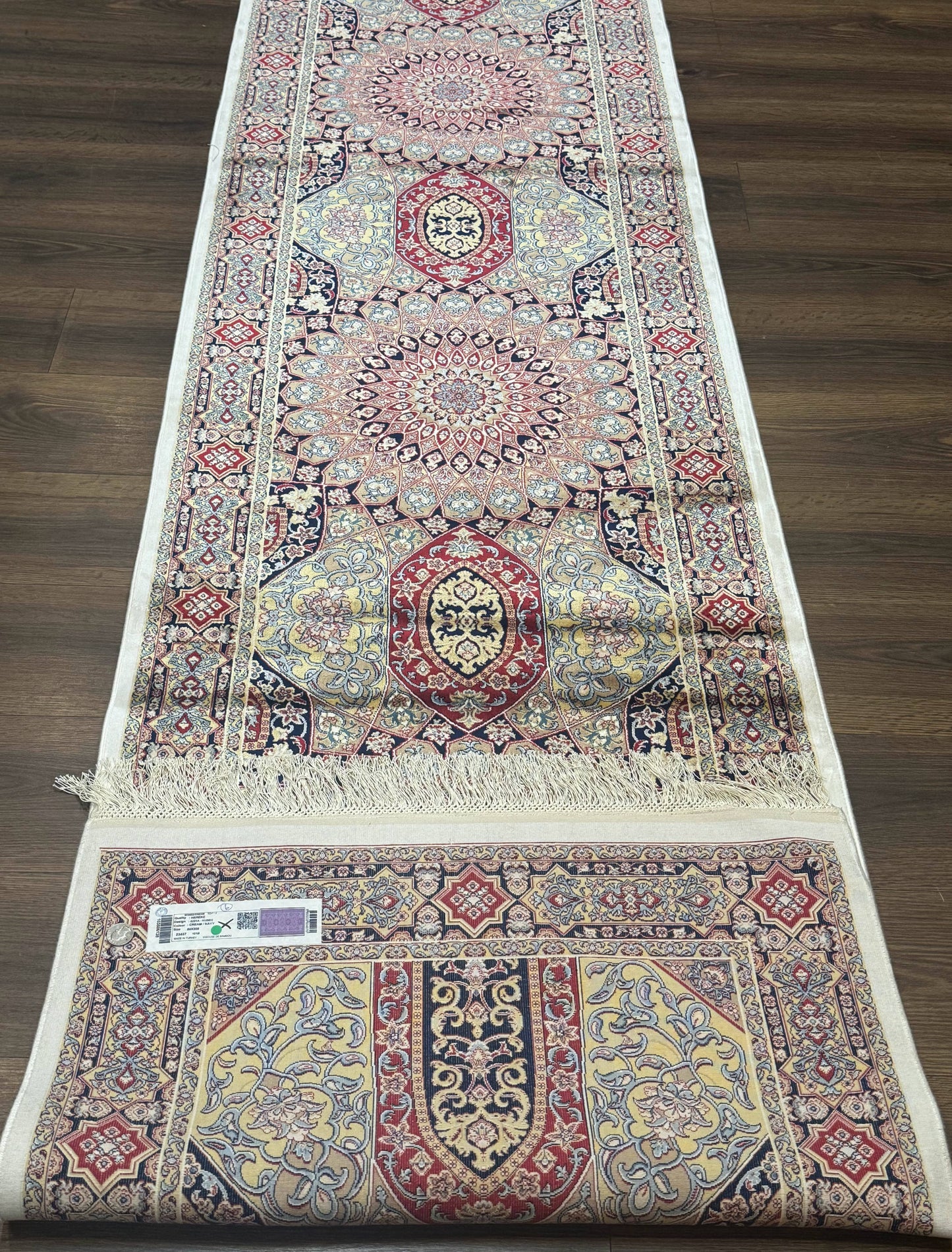 Turkish Silk Runner Rug 2.6x10 Dome Design Hereke Bamboo Silk Classic Runner