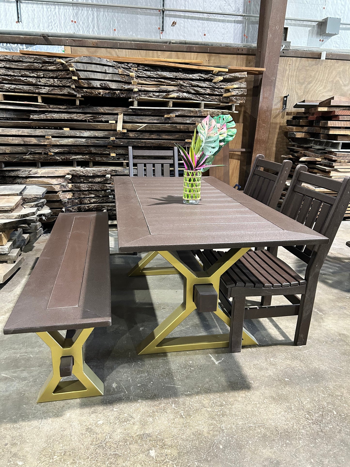 Metal X Beam Outdoor Dining Table
