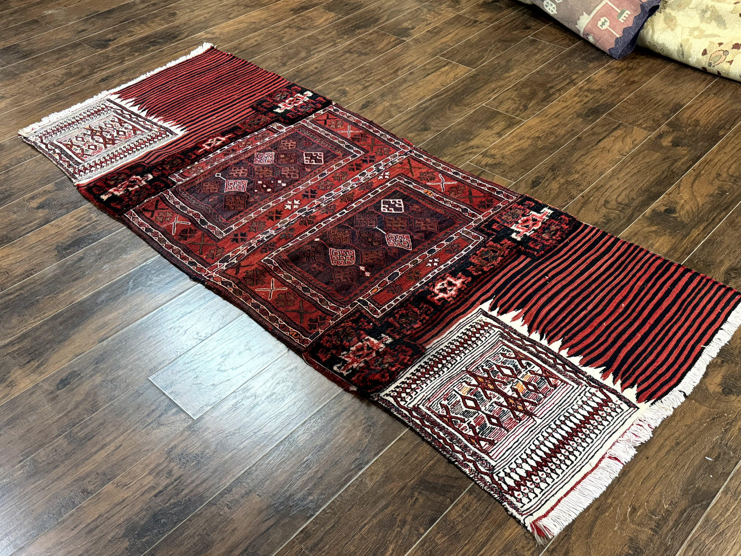 Persian Saddle Cover Rug Shashavan Nomadic Wool Antique Handcrafted 1960s