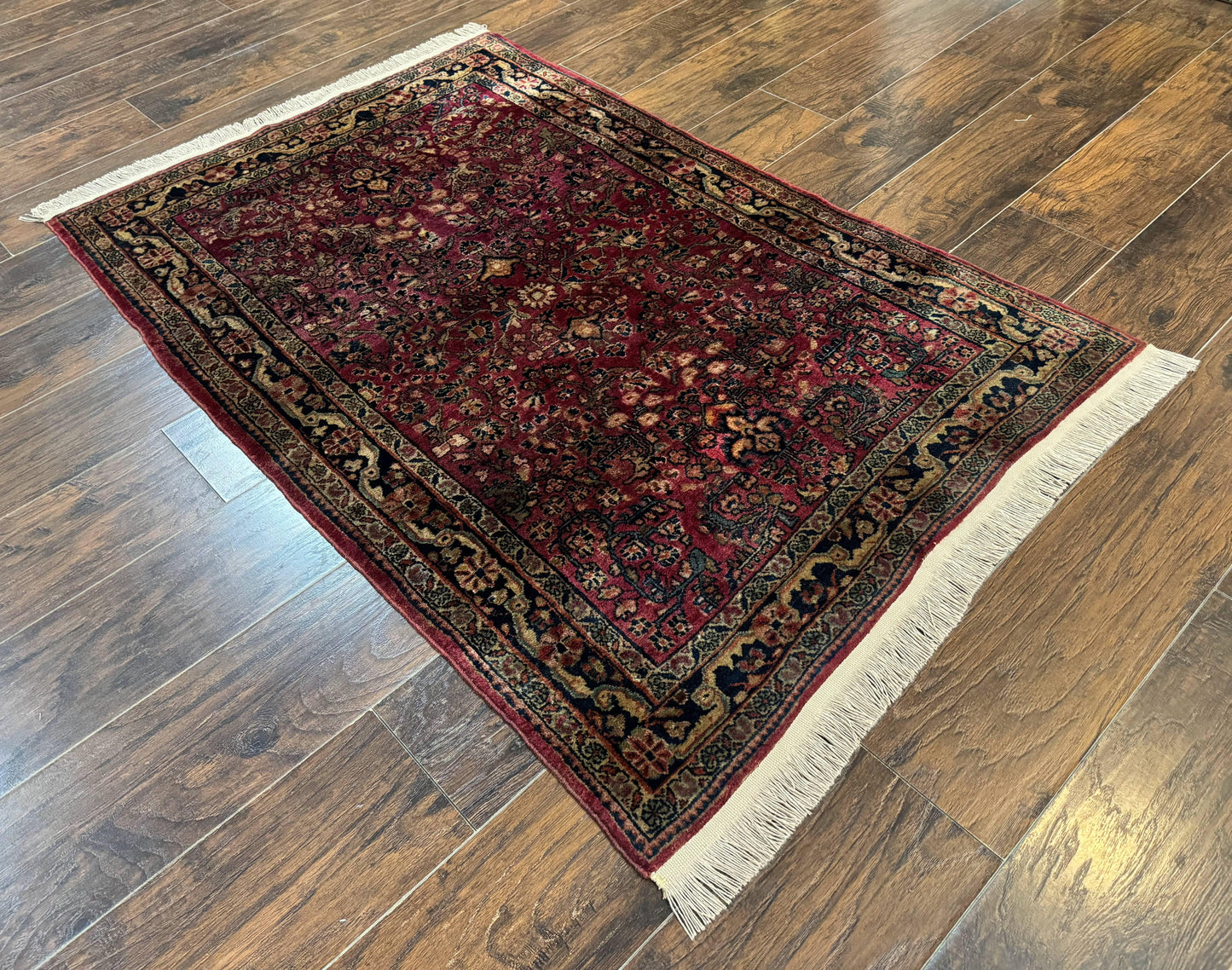 Persian Sarouk Rug 3x5 Antique Carpet With Medallion Field