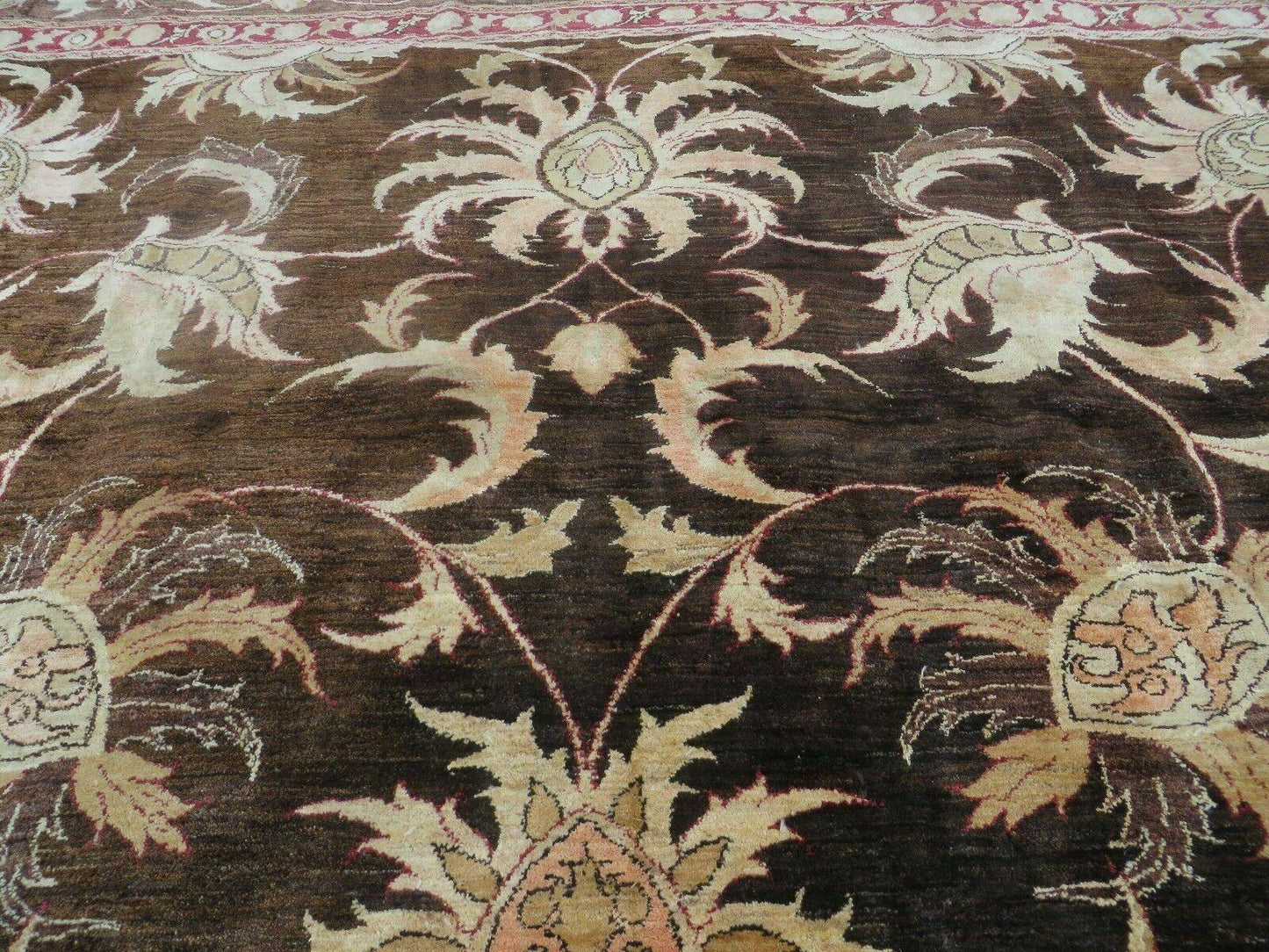 Vintage Peshawar Oushak Wool Rug 13x16 Handmade Floral Pattern Antique Washed