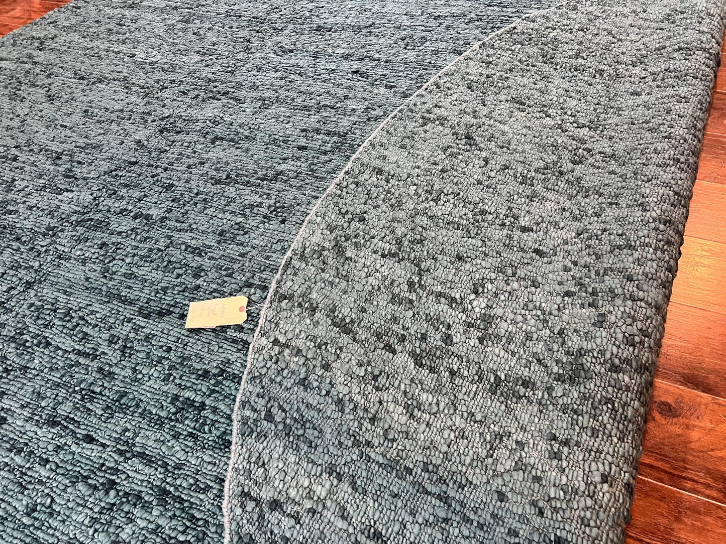 Round Indian Wool Rug Hand Knotted Teal Vintage Home Decor