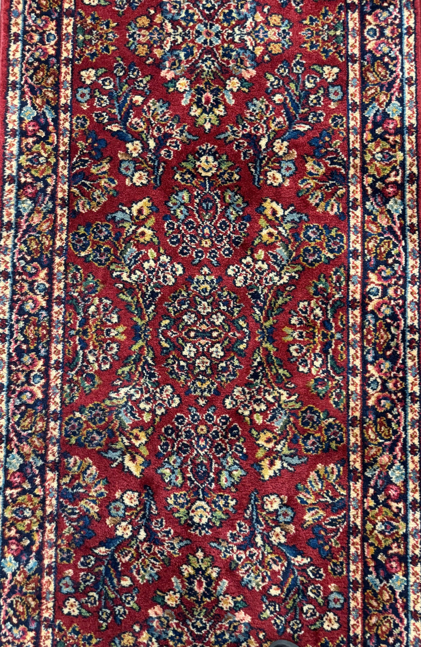 Karastan Red Sarouk Runner Rug 2.6x8.6 Wool Vintage Original 700 Series Number 785