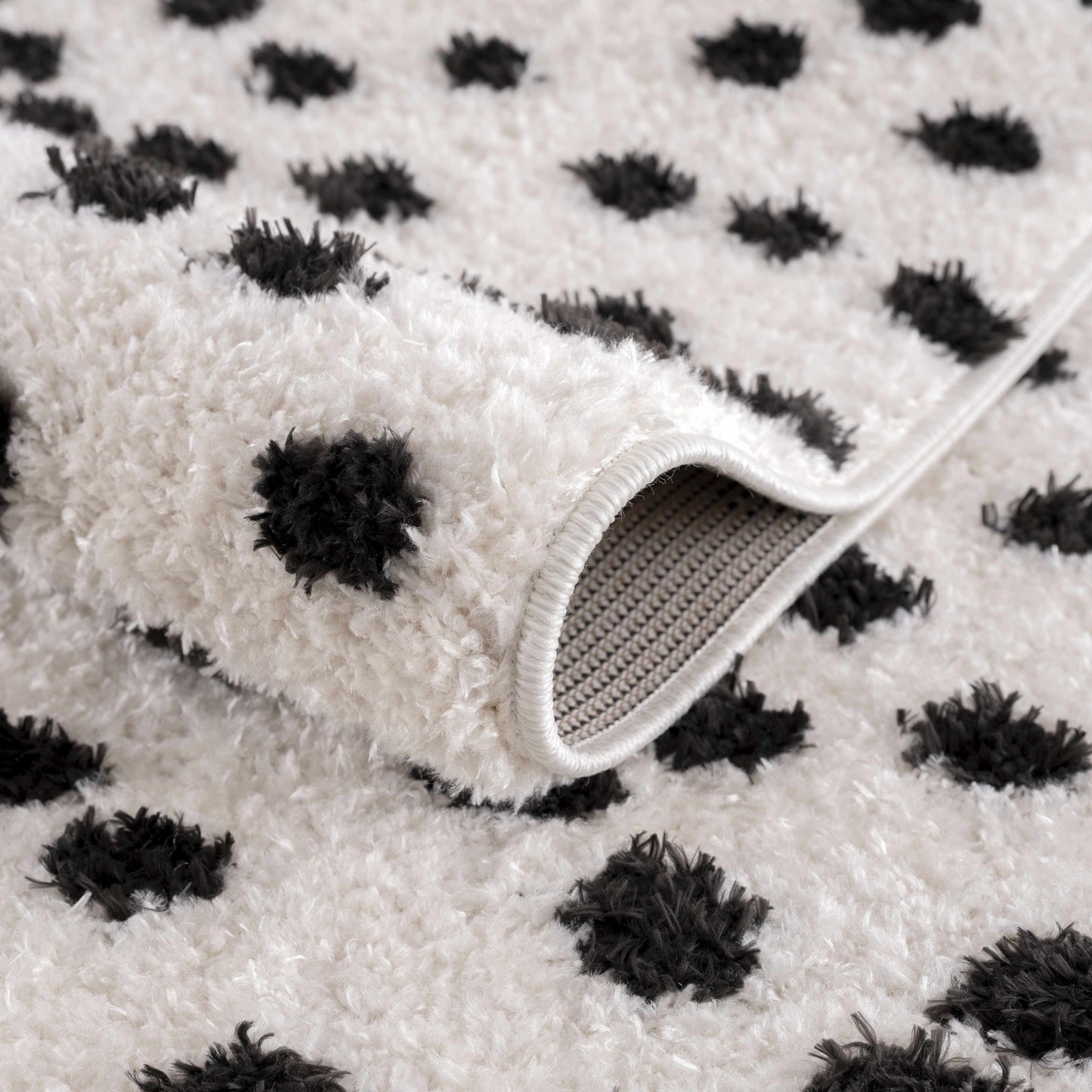 Black and White Dotted Area Rug - Stylish Home Decor Accent