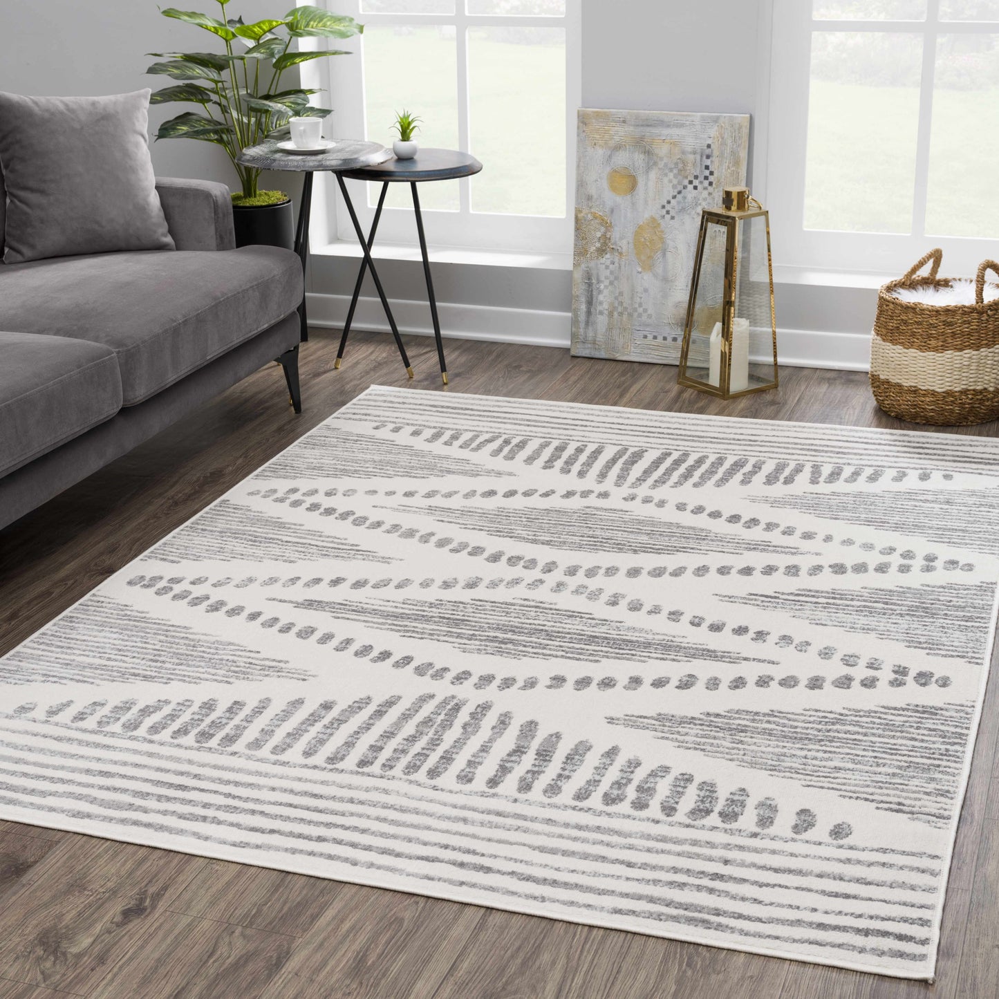 Ivory Tigris Area Rug - Elegant Modern Design for Contemporary Spaces