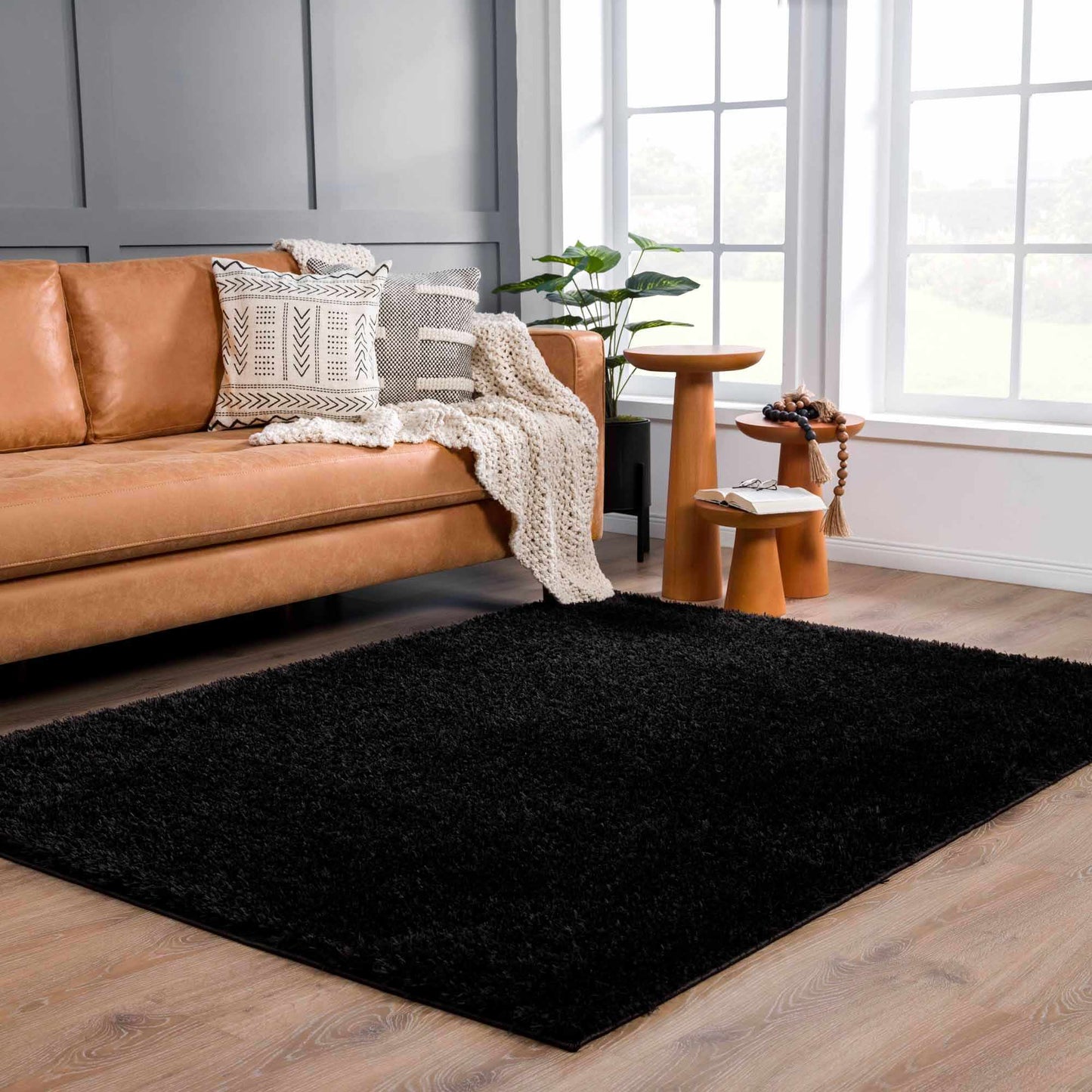 Washable Black Shag Rug - Cozy Home Decor Accent