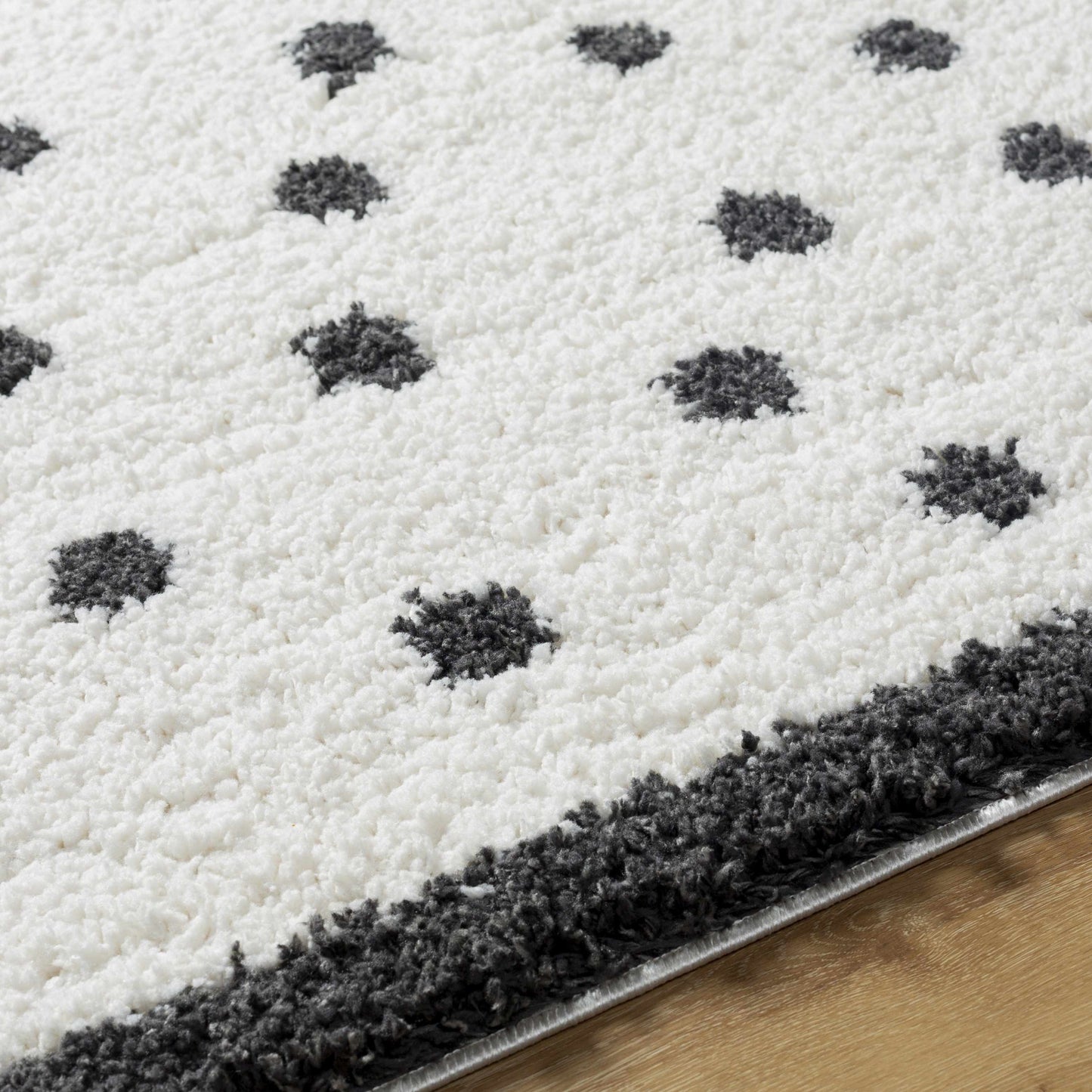 Plush Black and White Dotted Area Rug - Cozy Home Décor Accent