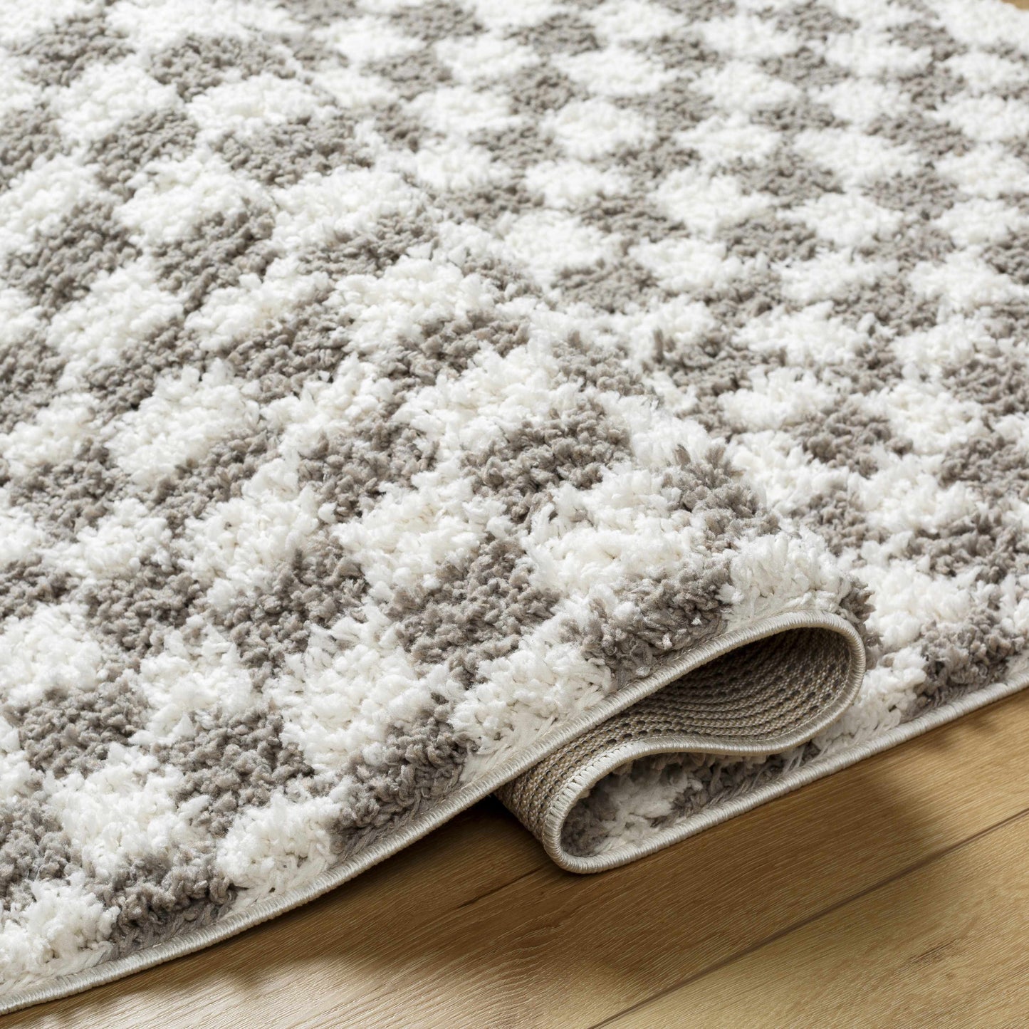 Taupe Checkered Plush Rug - Cozy Home Decor