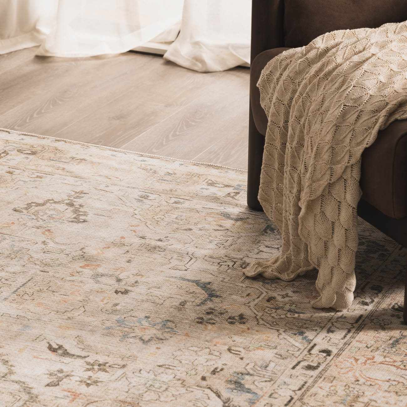 Vintage Washable Flat Pile Rug - Stylish Durable Standon Collection