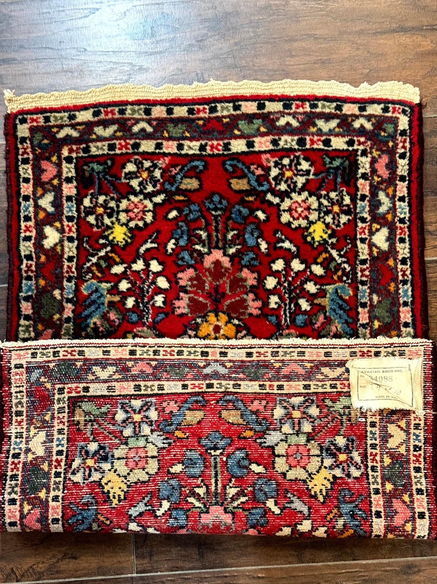 Persian Tribal Rug 2x3 Small Red Colorful Hamadan Carpet Hand Knotted Wool Antique