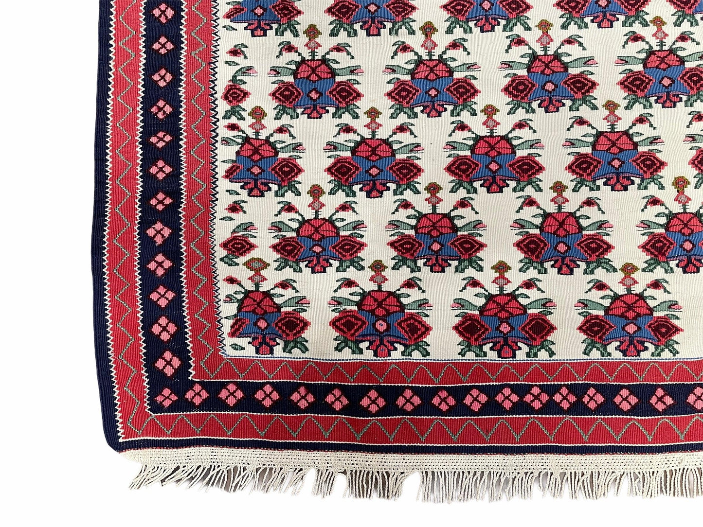 Vintage Kurdish Kilim Rug 3x5 Handwoven Heirloom Flatweave Collectible Beige