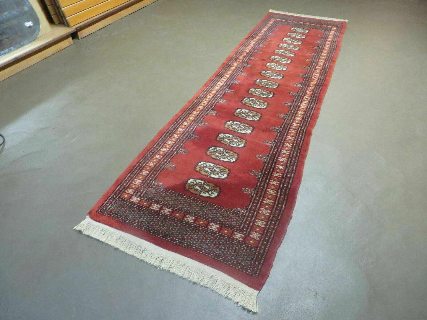 Vintage Bokhara Turkoman Rug Handmade Pakistani Wool Runner 2 ft 8 in by 9 ft 9 in