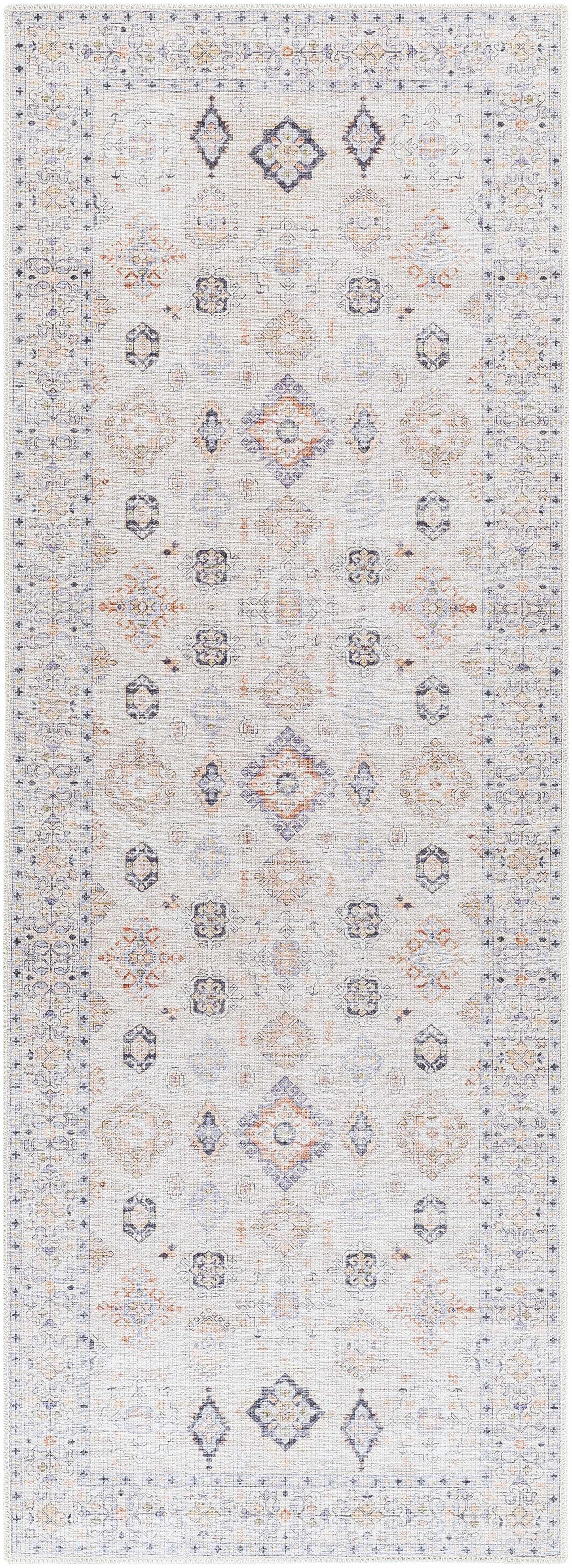 Beige Vintage Washable Area Rug - Durable Beckett Collection
