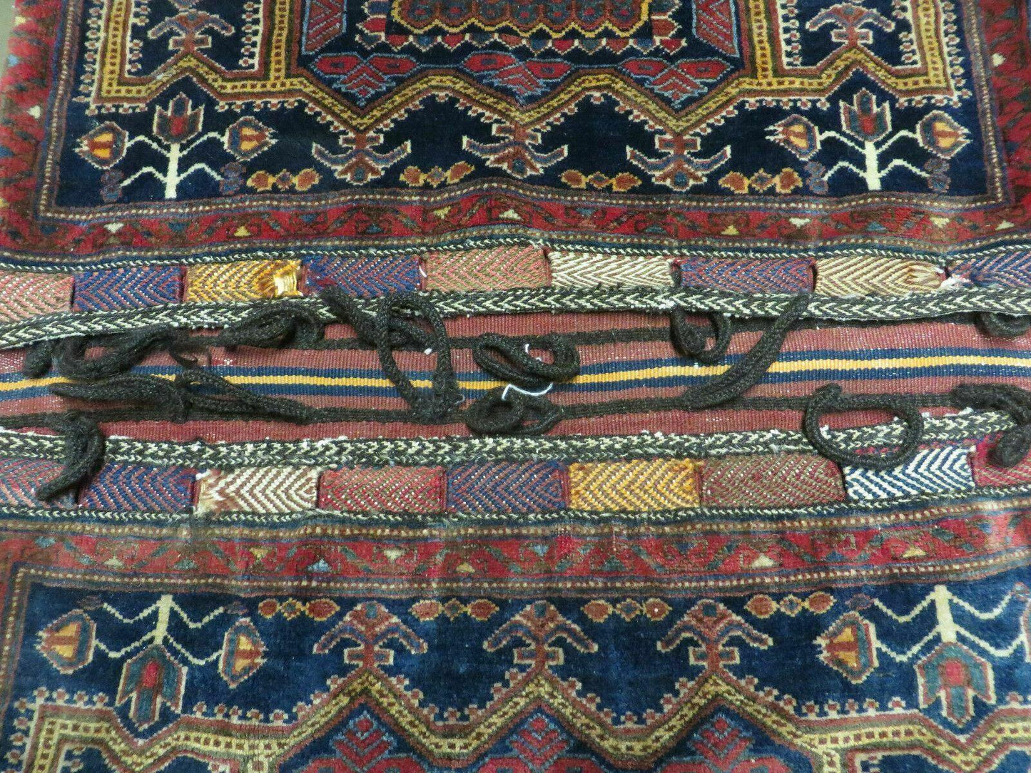 Antique Turkish Saddle Bag Rug Hand Made Tribal Wool 1950s Decor