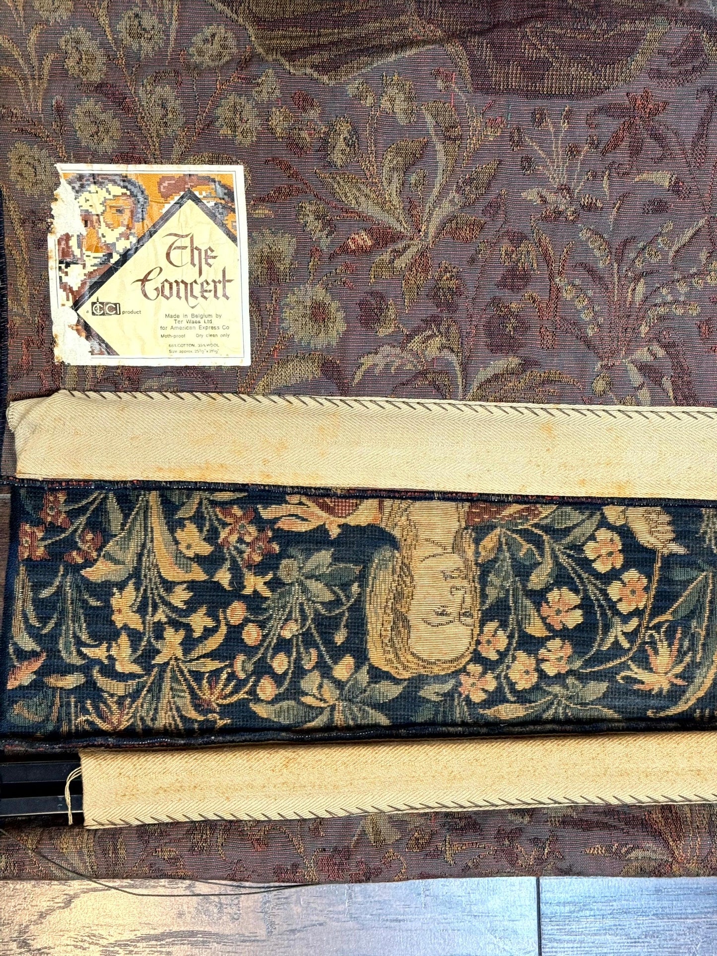 Belgian Tapestry 2x3 Vintage Flemish European Design Red Accents