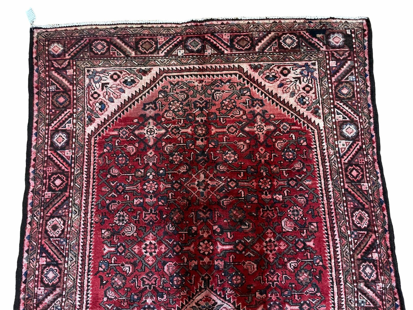 Antique Handmade Wool Tribal Rug Runner 5.5 by 10 Red Corridor All Over