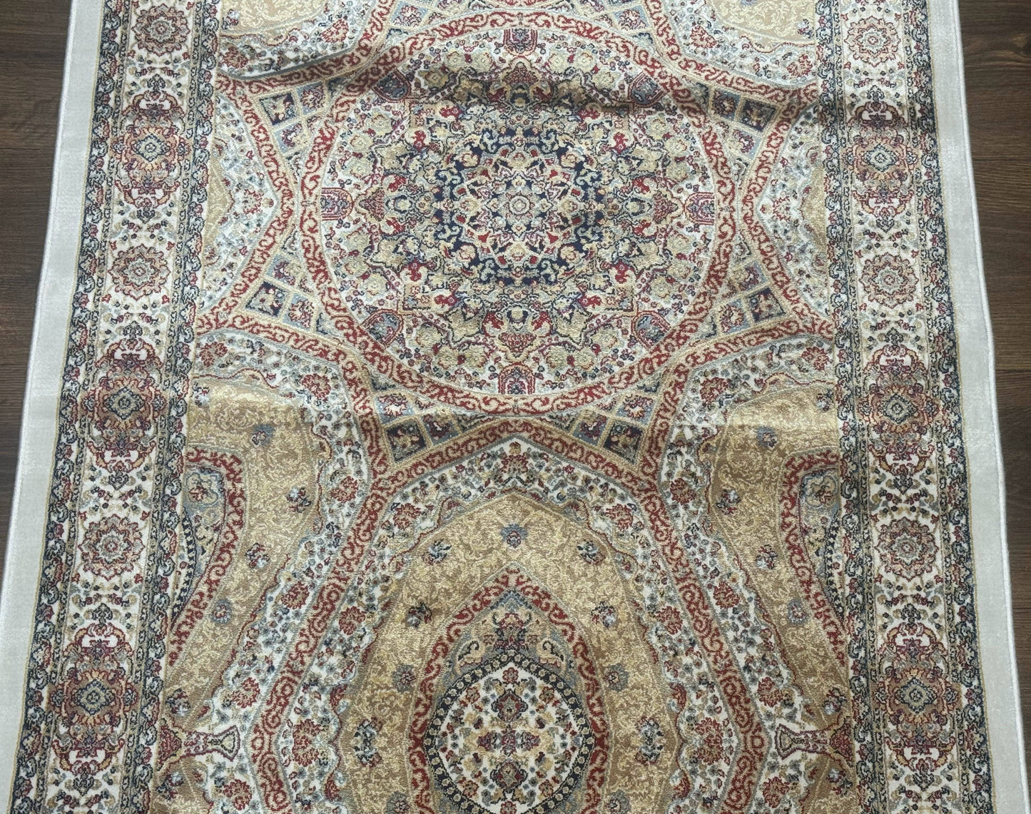 Turkish Silk Runner Rug 2.6x13 Dome Design Hereke Bamboo Silk Floor Runner