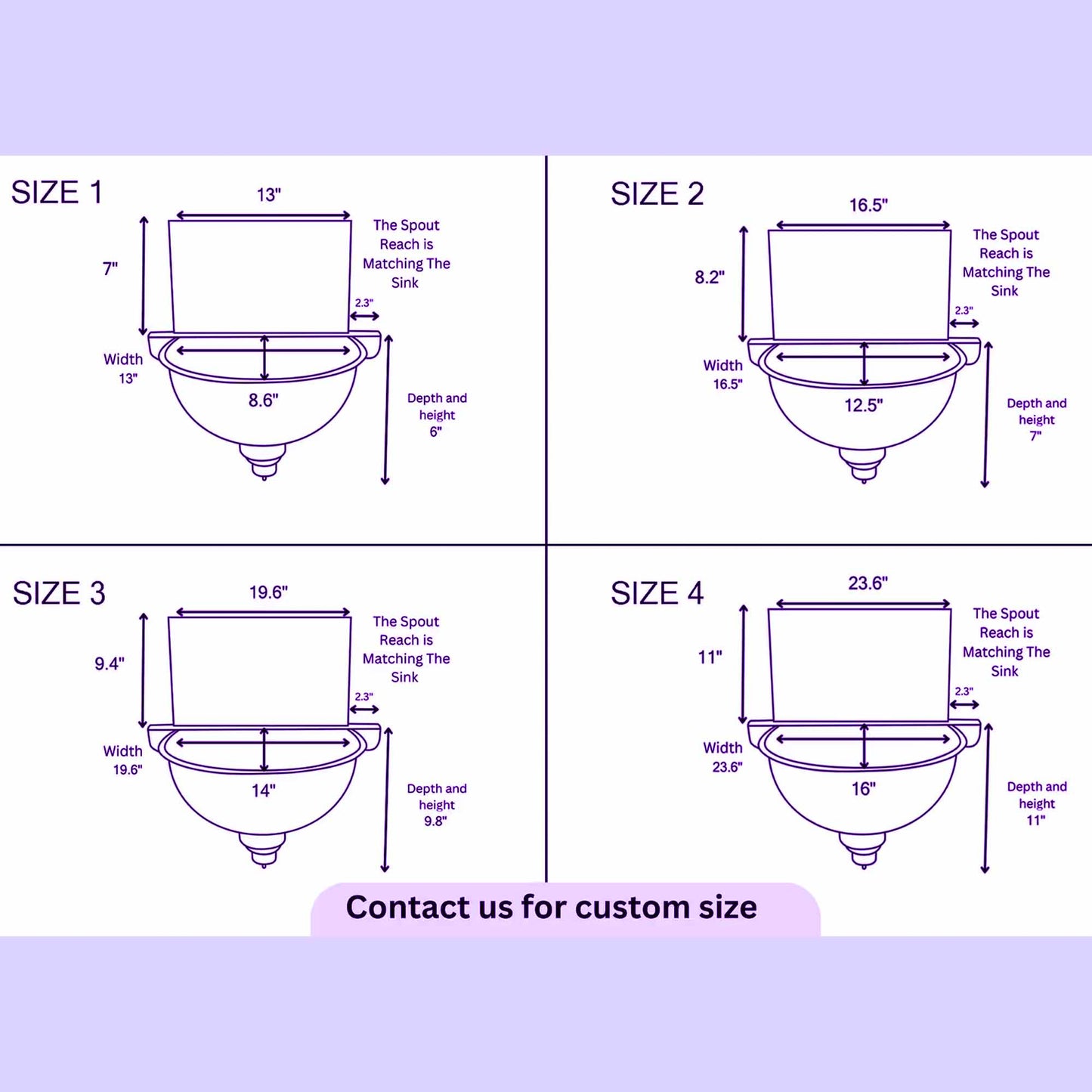 Copper Wall Sink With custom size