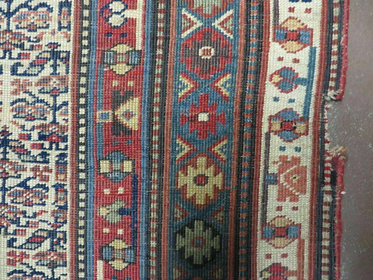 Antique Caucasian Kuba Wool Rug Runner Natural Vegetable Dye 53x107 Inches