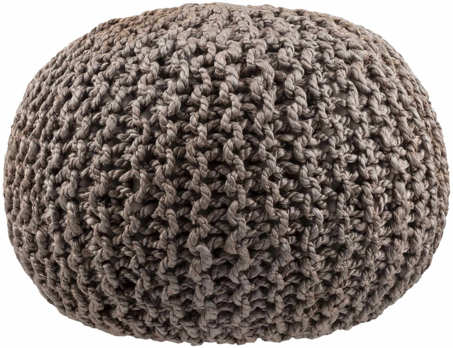 Hauenstein Knitted Jute Pouf Gray Footrest And Extra Seating For Living Rooms And Homes