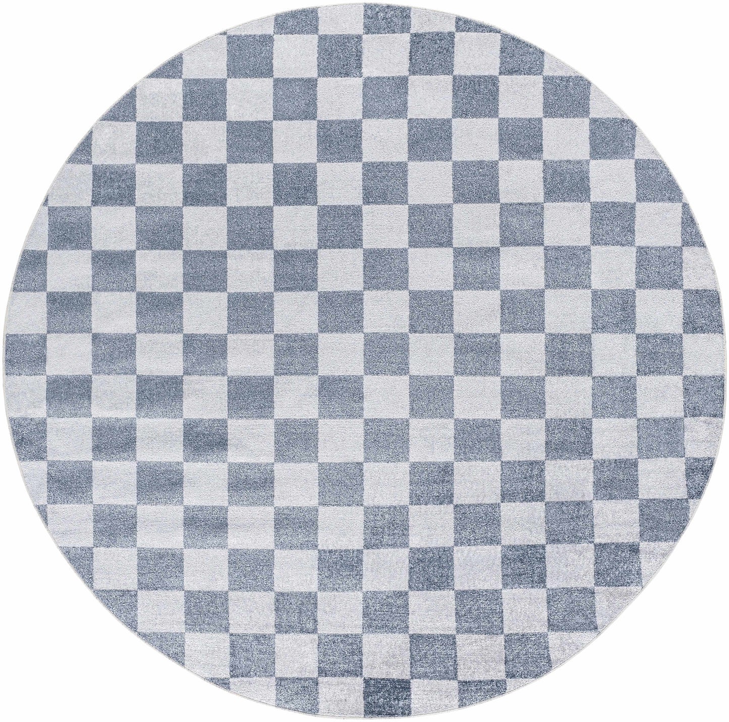 Blue and Gray Washable Checkered Rug - Stylish Home Decor Accent