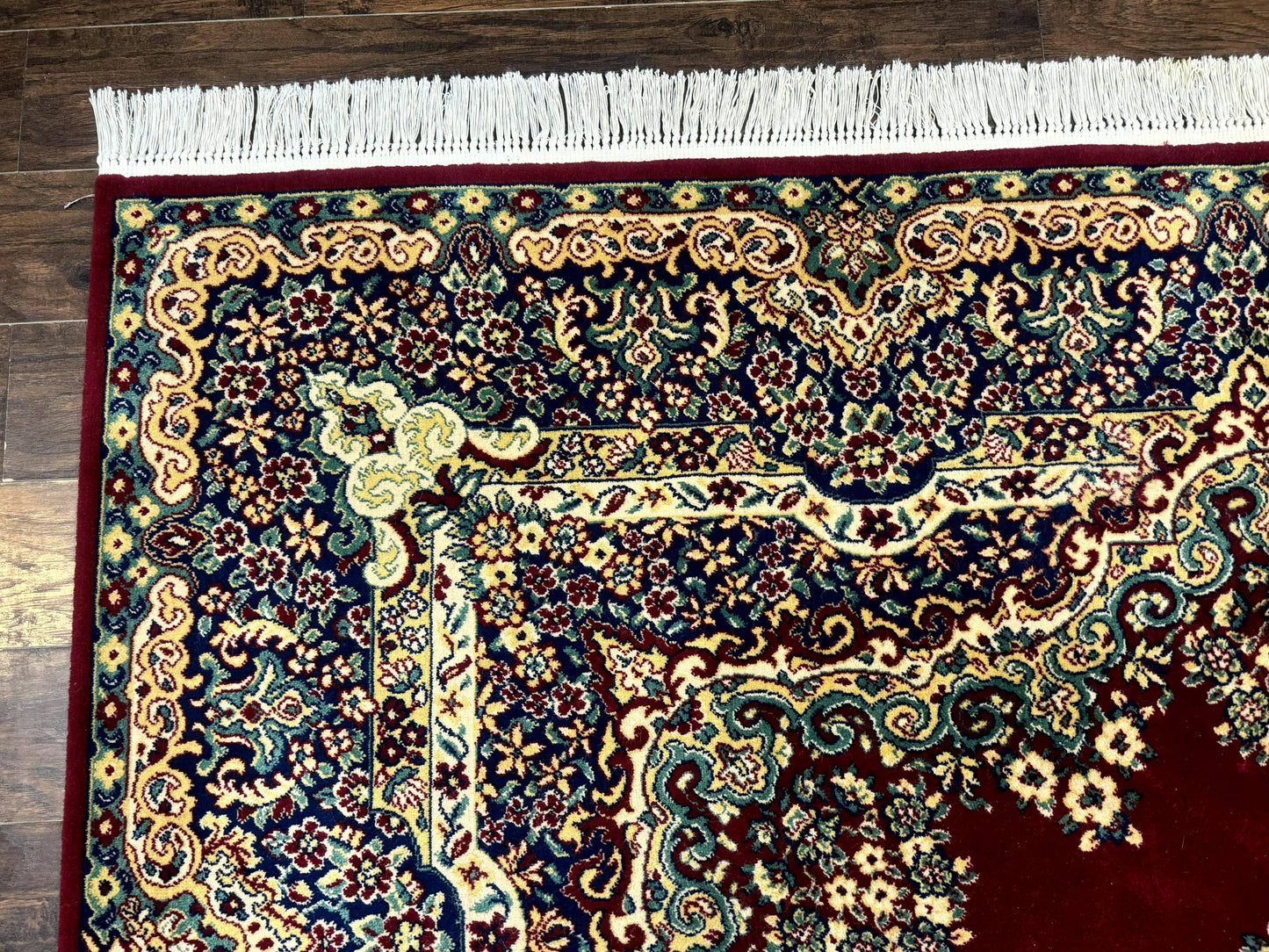 Power Loomed Persian Kirman Rug 9x12 Vintage Wool Pile Area Rug