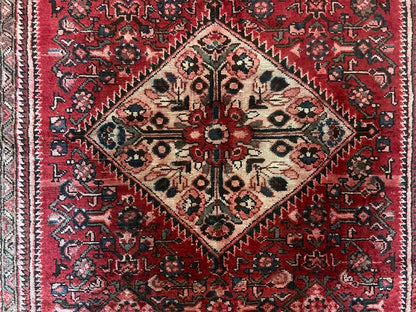 Antique Handmade Wool Tribal Rug Runner 5.5 by 10 Red Corridor All Over