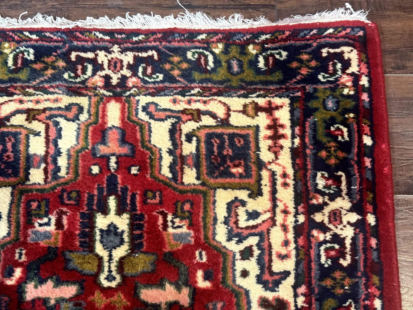 Indo Persian Heriz Wool Runner Rug 3x17 Medallion Hallway Carpet