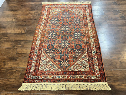 Persian Malayer Rug 4x7 Hand Knotted Wool Tribal Geometric Boho Antique Oriental Carpet