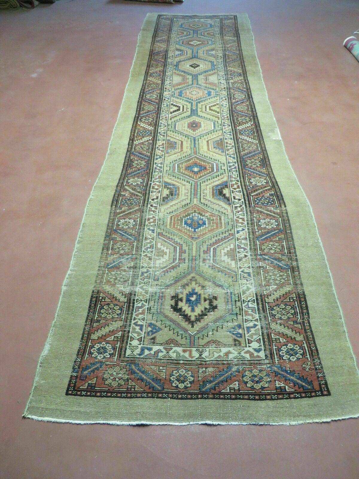 Turkish Wool Rug Runner Antique Hand Made 3 Ft 4 In By 12 Ft Camel Hair