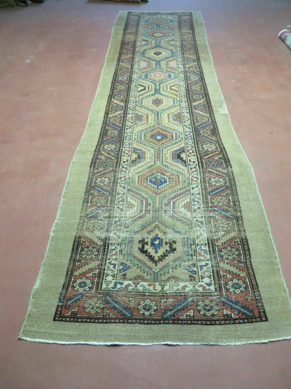 Turkish Wool Rug Runner Antique Hand Made 3 Ft 4 In By 12 Ft Camel Hair