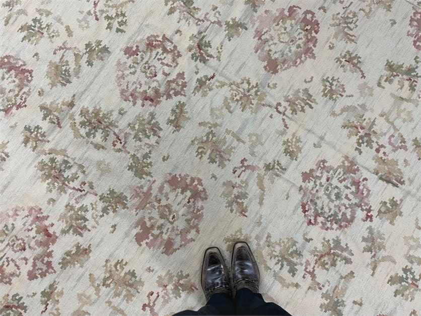 Aubusson Needlepoint Rug 9x12 Handmade Wool Floral Design Beige French European