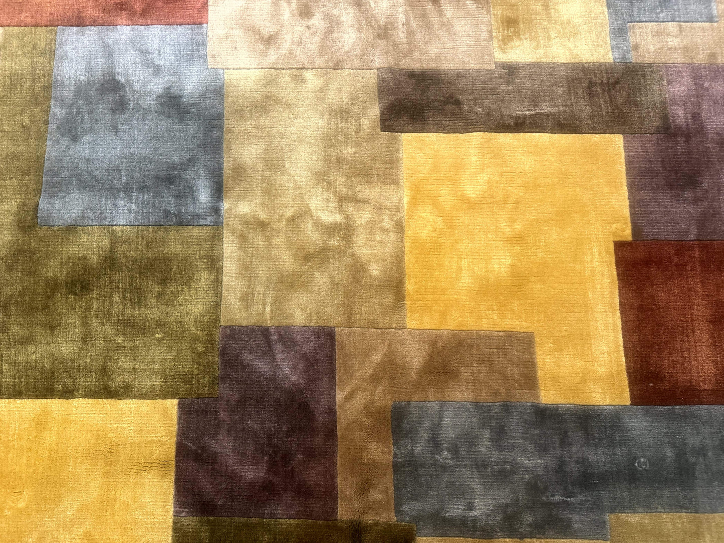 Tibetan Wool Rug 8x10 Modern Handknotted Multicolor Thick Pile