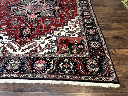 Indo Persian Heriz Rug 8x10 Geometric Medallion Wool Room Size Carpet