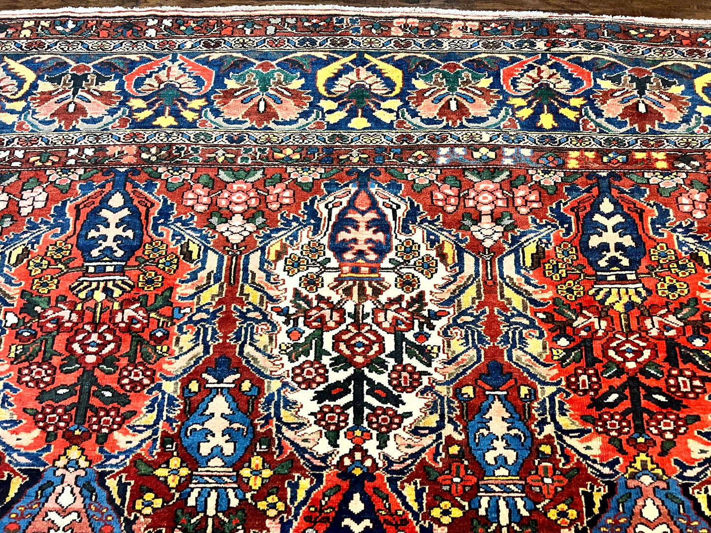Persian Bakhtiari Rug 10x14 Hand Knotted Rare Tribal Carpet Red Blue Ivory Multicolor