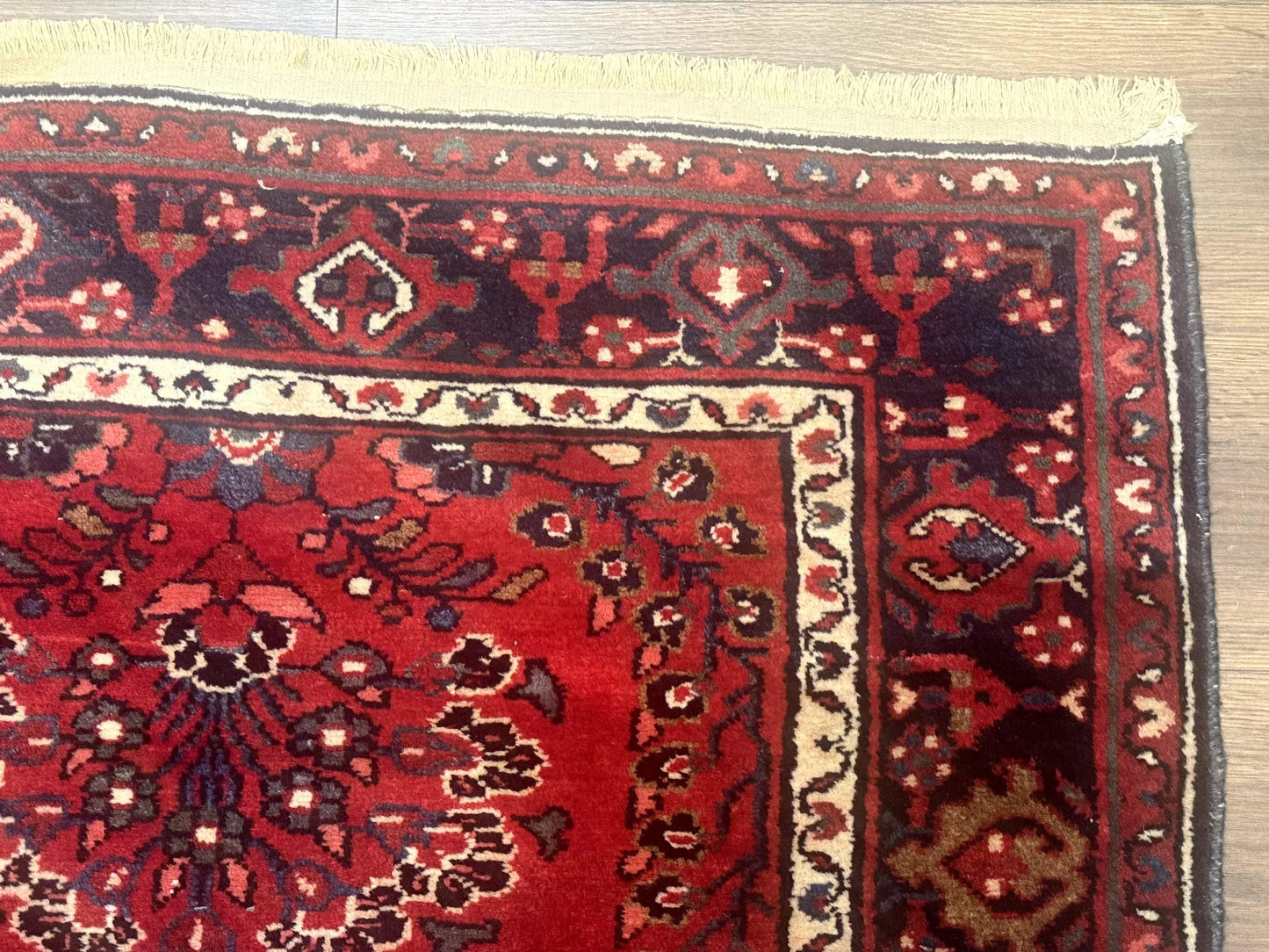 Persian Hamadan Rug Red Runner 2.6 By 6.8 Ft Floral Antique Carpet