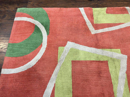 Abstract Rug 6x9 Modern Contemporary Area Rug Red Orange Green