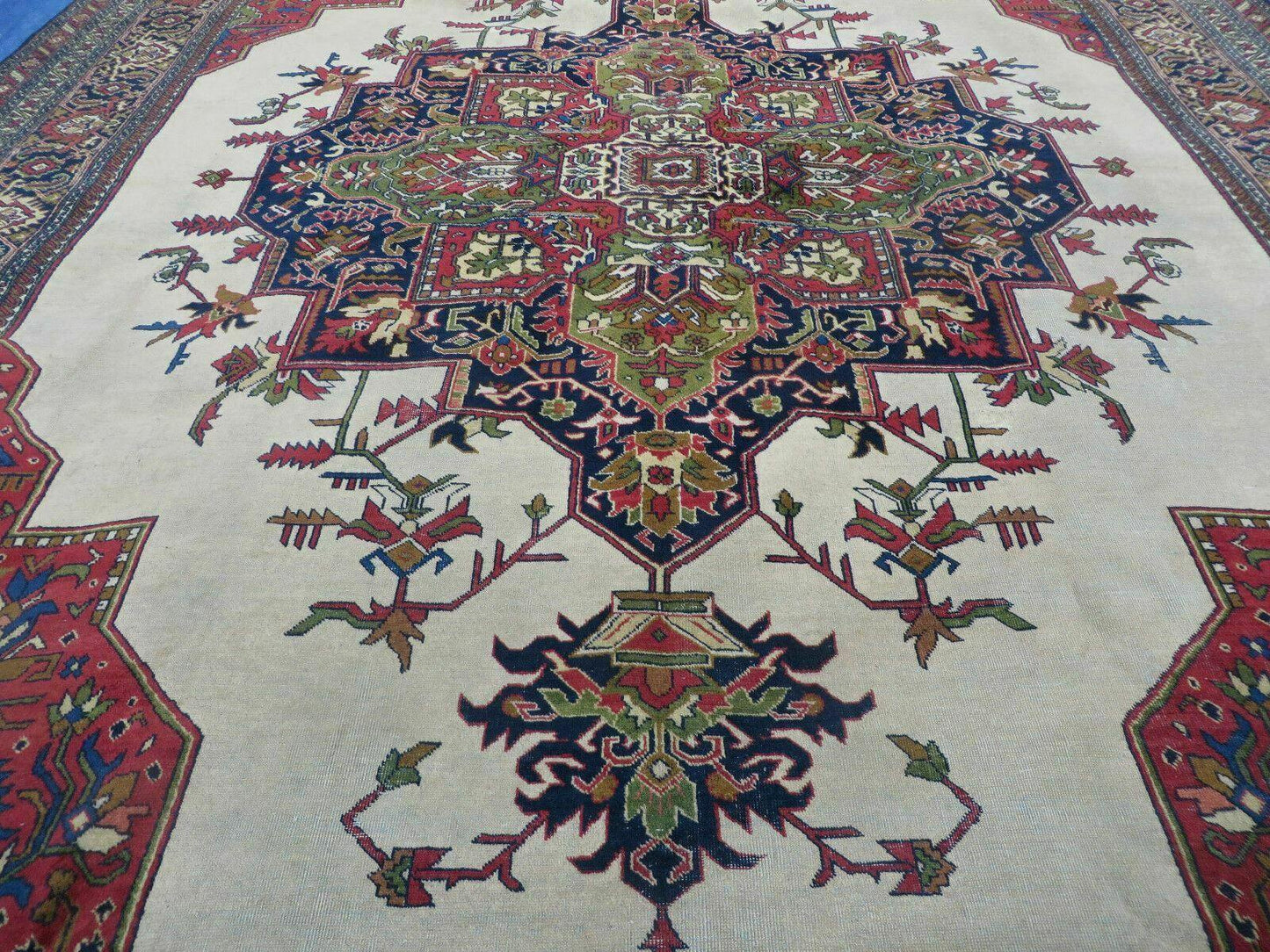Persian Tabriz Rug Hand Knotted Wool 9 Ft 7 In By 12 Ft 8 In Vintage Geometric Medallion