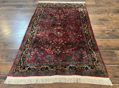 Persian Sarouk Rug 3x5 Antique Carpet With Medallion Field