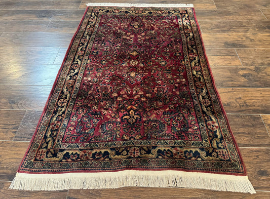 Persian Sarouk Rug 3x5 Antique Carpet With Medallion Field