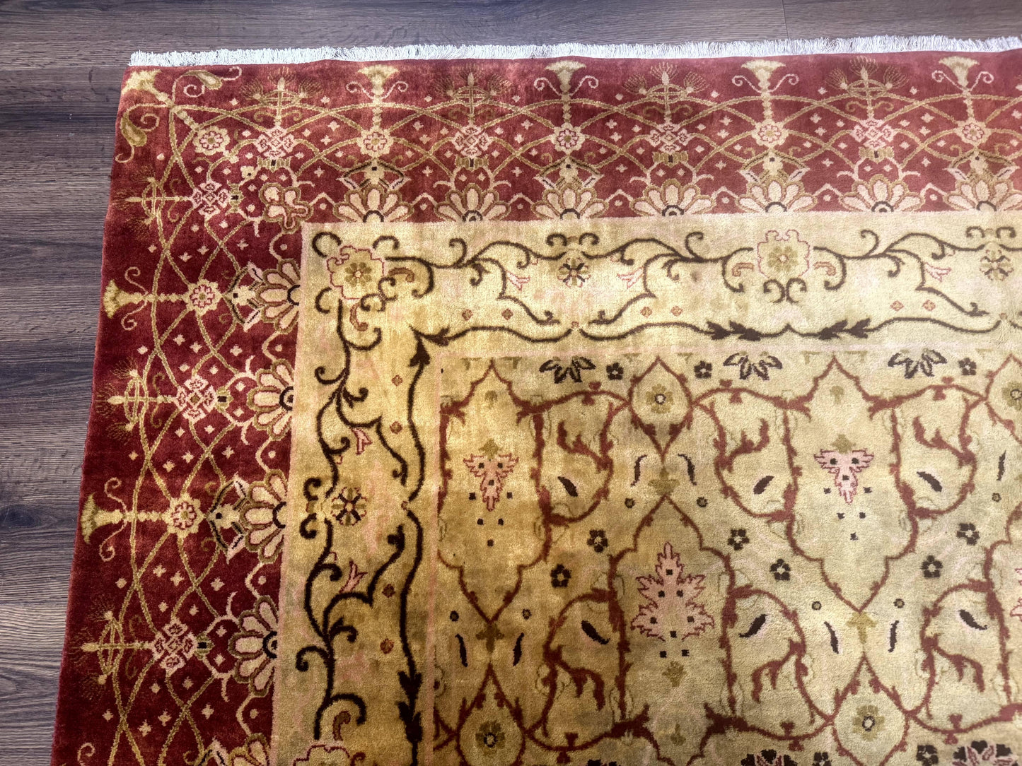 Pak Persian Rug 8x10 Allover Pattern Gold Tan Handmade Wool 200 KPSI