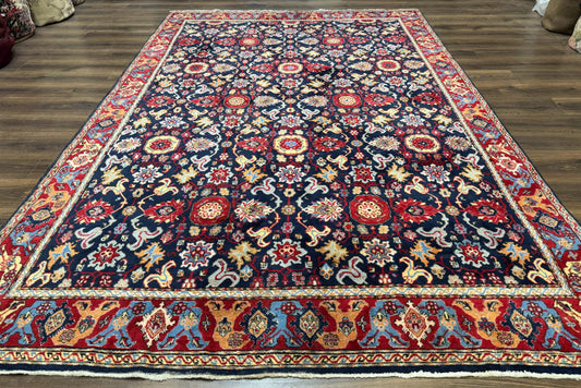 Persian Sarouk Mahal Rug 7x11 Navy Blue Multicolor Mina Khani Pattern