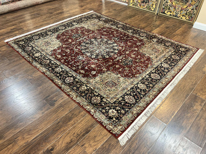 Persian Rug 8x10 Hand Knotted Wool Vintage Carpet Dome Medallion Floral Design