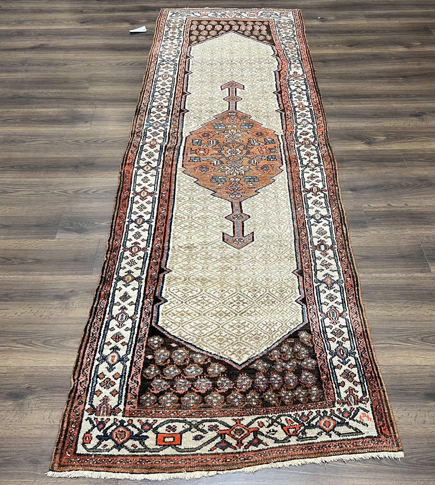 Persian Tribal Runner Rug Hand Knotted Wool Geometric Medallion 3.5 By 10 Sarab Serab Kalegy Carpet