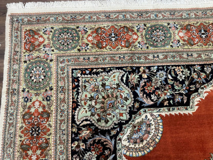 Persian Rug 11x13 Vintage Tabriz Tabatabai Semi Open Field Wool Pile