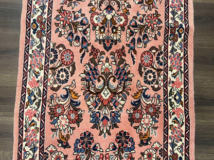 Persian Runner Rug 2.9x13.6 Vintage Hand Knotted Sarouk Wool Oriental Runner