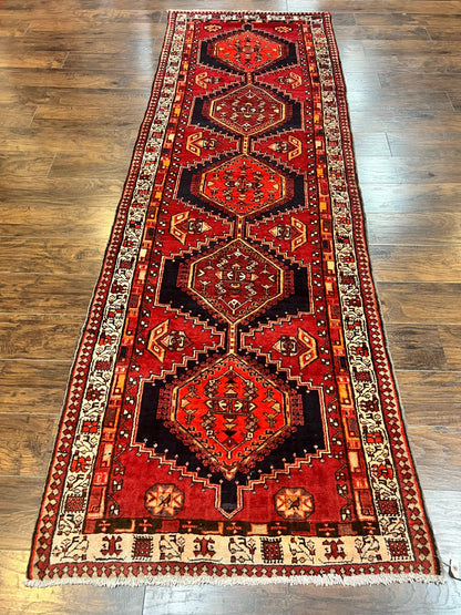 Persian Heriz Runner Rug Handmade Wool Medallion Geometric Red Antique Vintage Hand Knotted