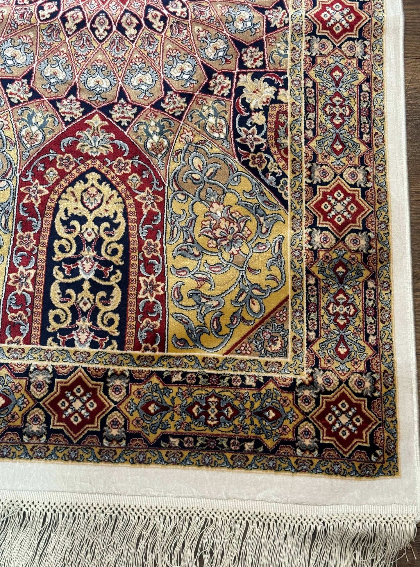 Turkish Silk Runner Rug 2.6x10 Dome Design Hereke Bamboo Silk Classic Runner