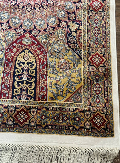 Turkish Silk Runner Rug 2.6x10 Dome Design Hereke Bamboo Silk Classic Runner